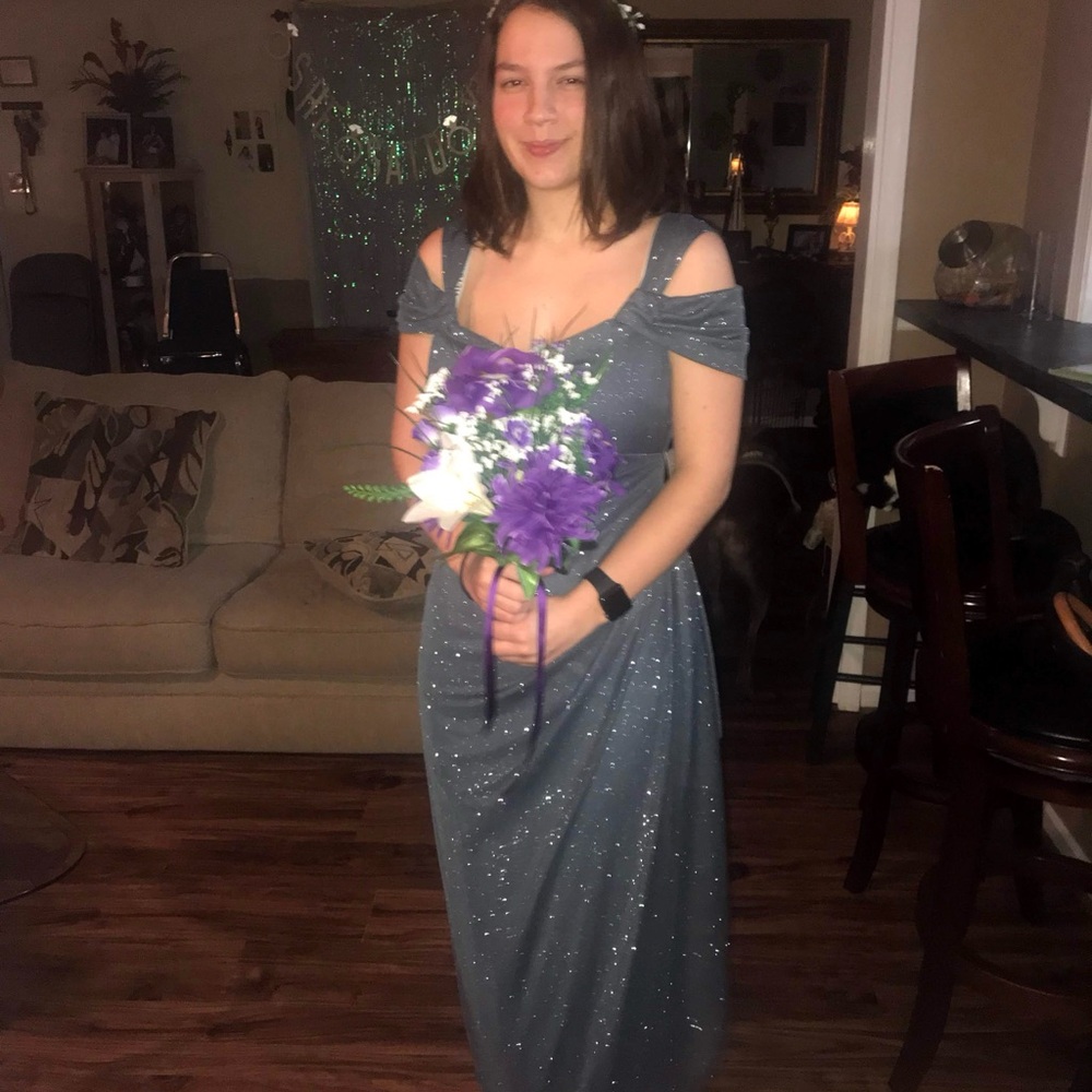 Alex Evenings Gray Glitter Dress